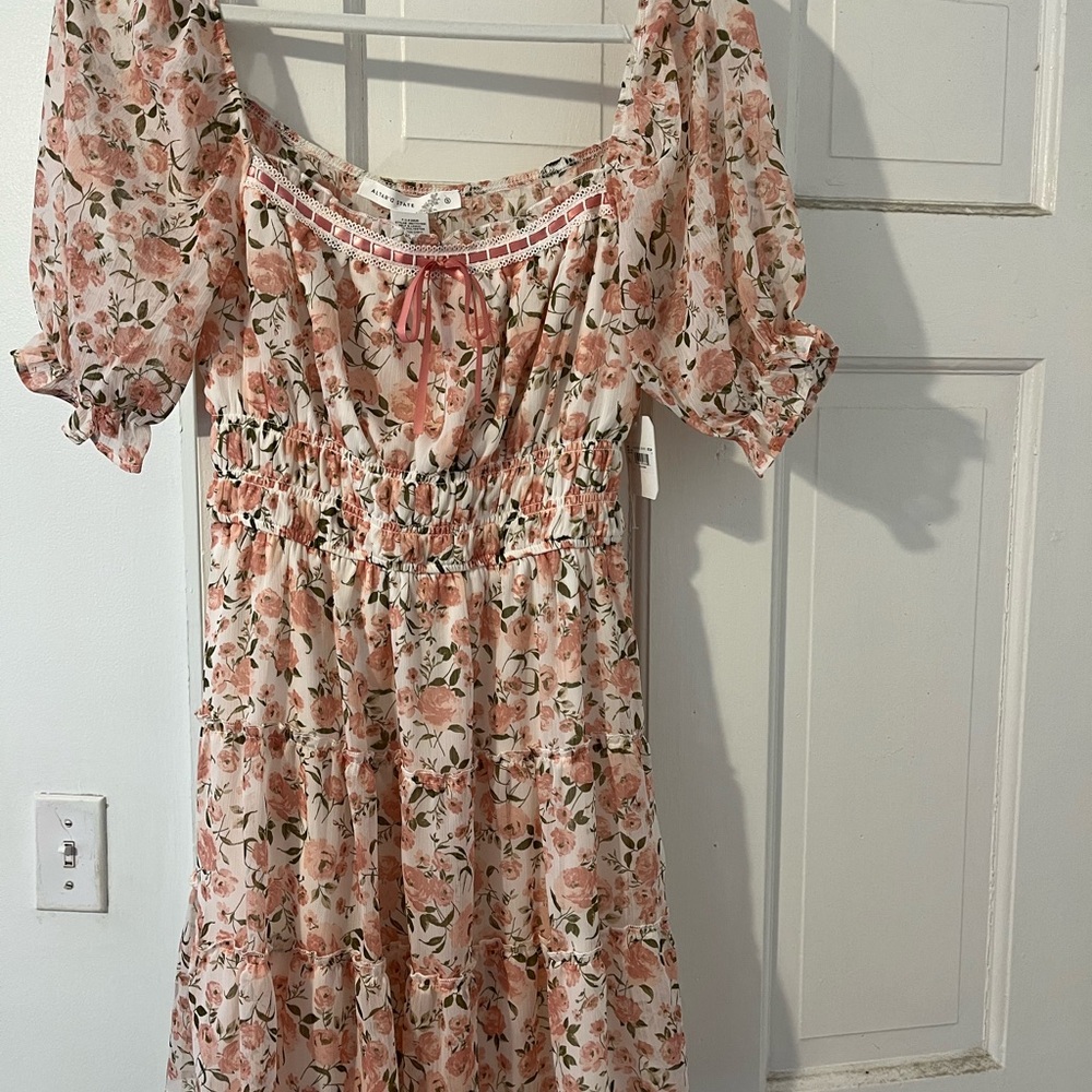 ALTAR’D STATE Pink Cream Floral Dress NEW with tags